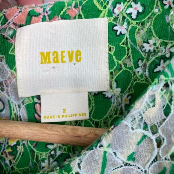 Maeve Anthropologie Lace Sequin Mini Dress Green White Pink Romantic Floral 2 - Picture 7 of 13